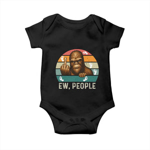 Bigfoot Lover Baby Onesie Funny Ew People Retro Sunset Design TS12 Black Print Your Wear