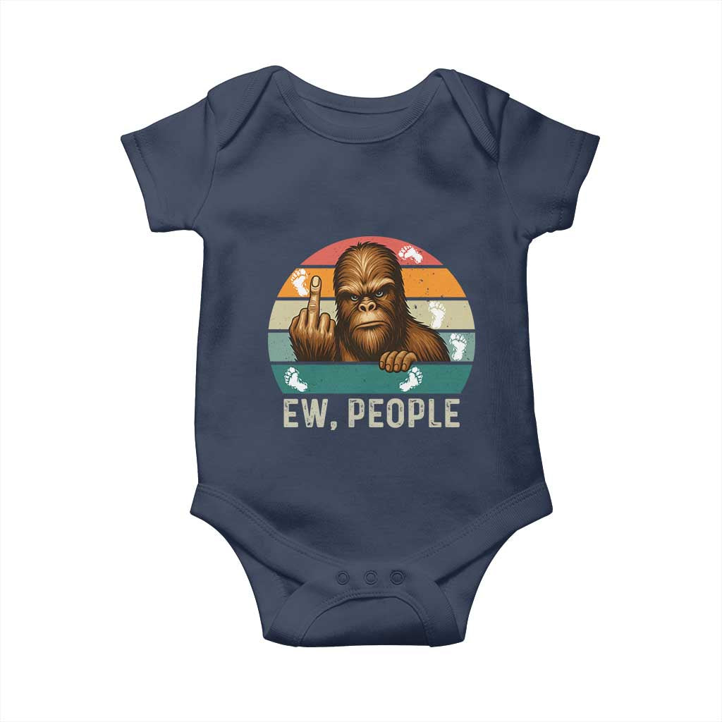 Bigfoot Lover Baby Onesie Funny Ew People Retro Sunset Design TS12 Navy Print Your Wear