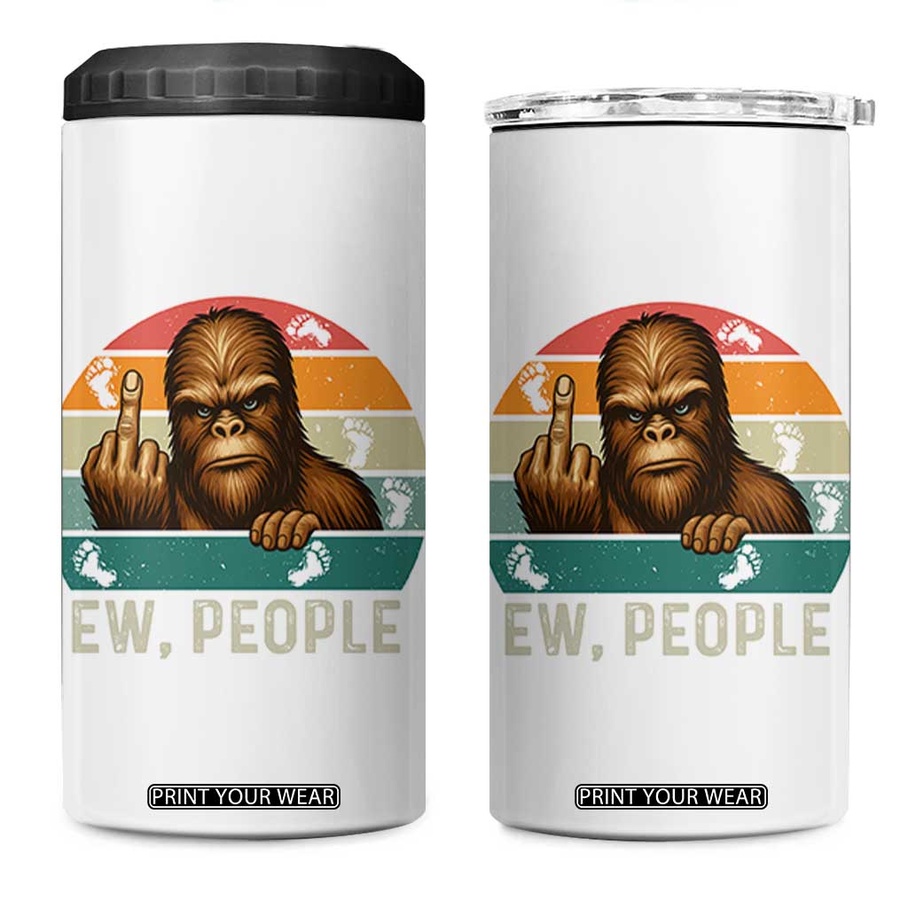 Bigfoot Lover 4 in 1 Can Cooler Tumbler Funny Ew People Retro Sunset Design TS12 One Size: 16 oz White Print Your Wear