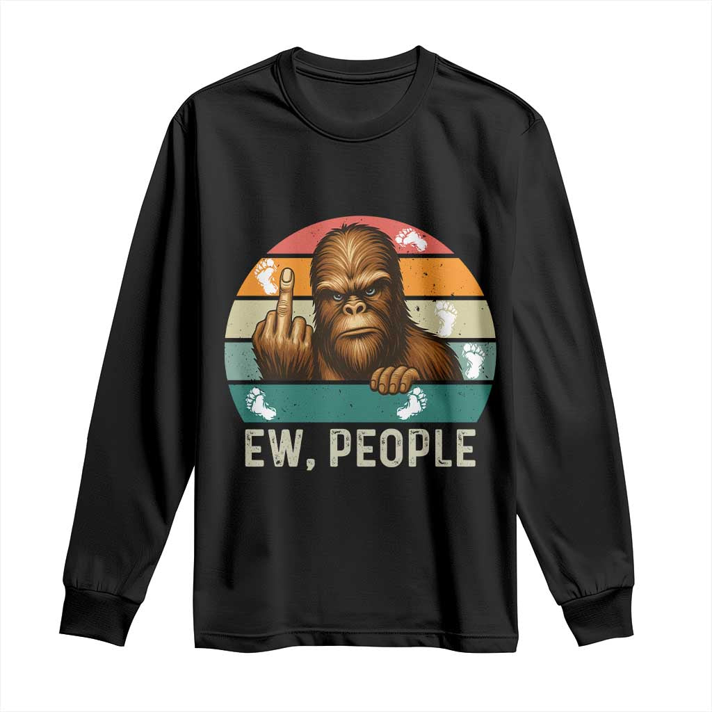Bigfoot Lover Long Sleeve Shirt Funny Ew People Retro Sunset Design TS12 Black Print Your Wear