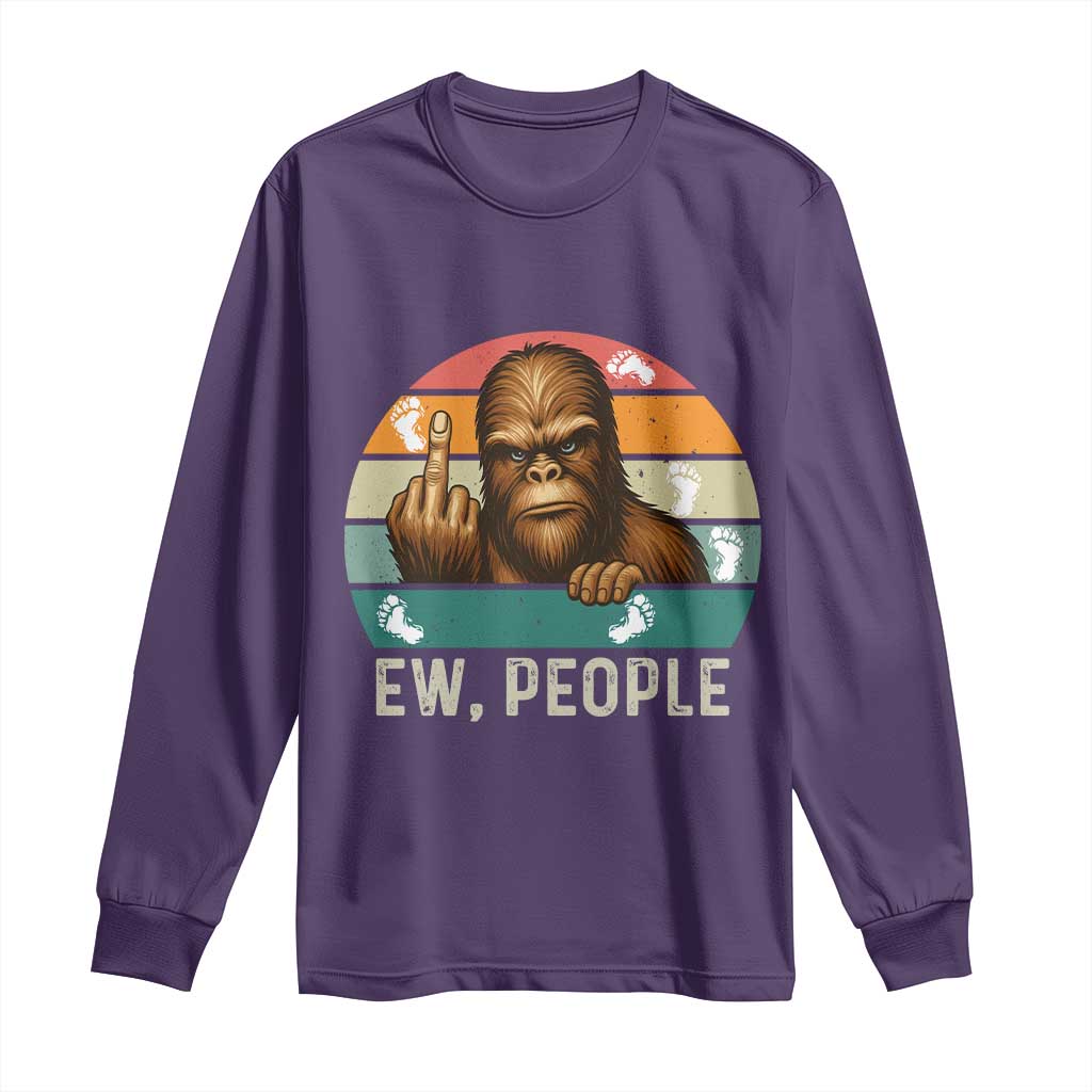 Bigfoot Lover Long Sleeve Shirt Funny Ew People Retro Sunset Design TS12 Purple Print Your Wear