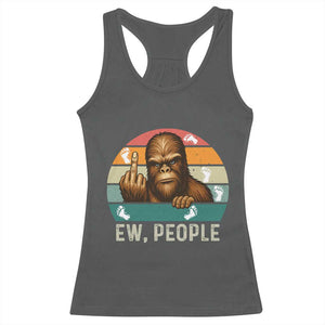Bigfoot Lover Racerback Tank Top Funny Ew People Retro Sunset Design TS12 Dark Heather Print Your Wear