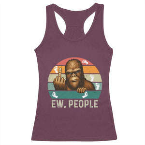 Bigfoot Lover Racerback Tank Top Funny Ew People Retro Sunset Design TS12 Maroon Print Your Wear