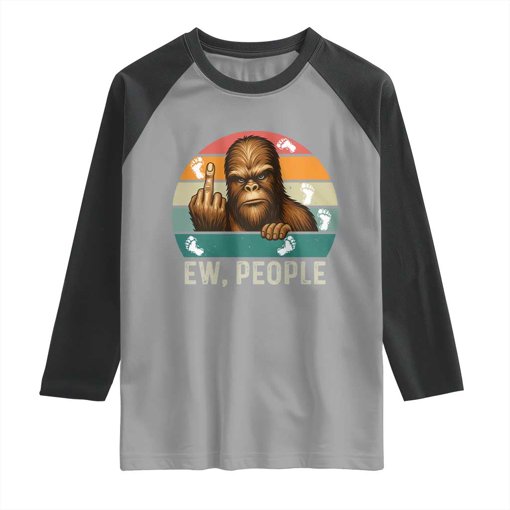 Bigfoot Lover Raglan Shirt Funny Ew People Retro Sunset Design TS12 Sport Gray Black Print Your Wear