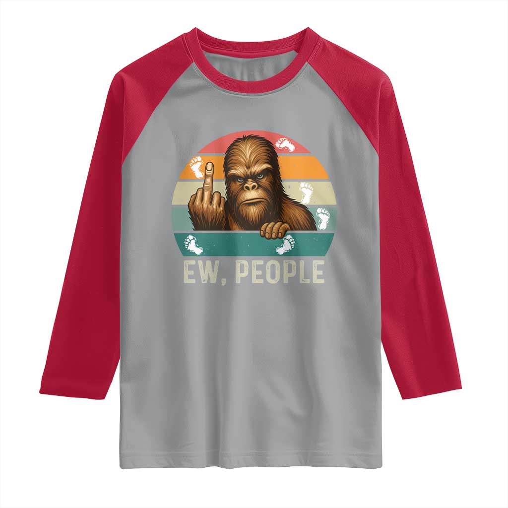 Bigfoot Lover Raglan Shirt Funny Ew People Retro Sunset Design TS12 Sport Gray Red Print Your Wear