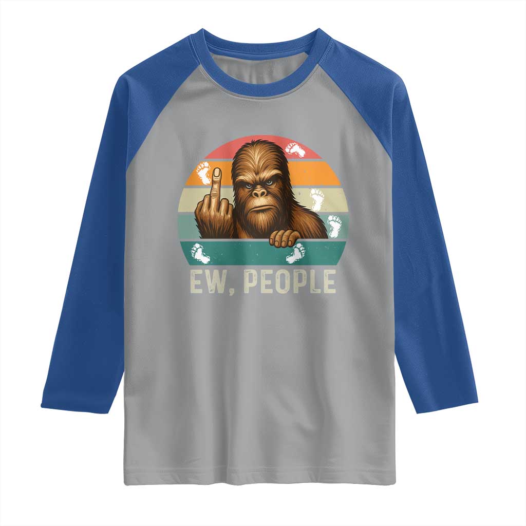 Bigfoot Lover Raglan Shirt Funny Ew People Retro Sunset Design TS12 Sport Gray Royal Print Your Wear