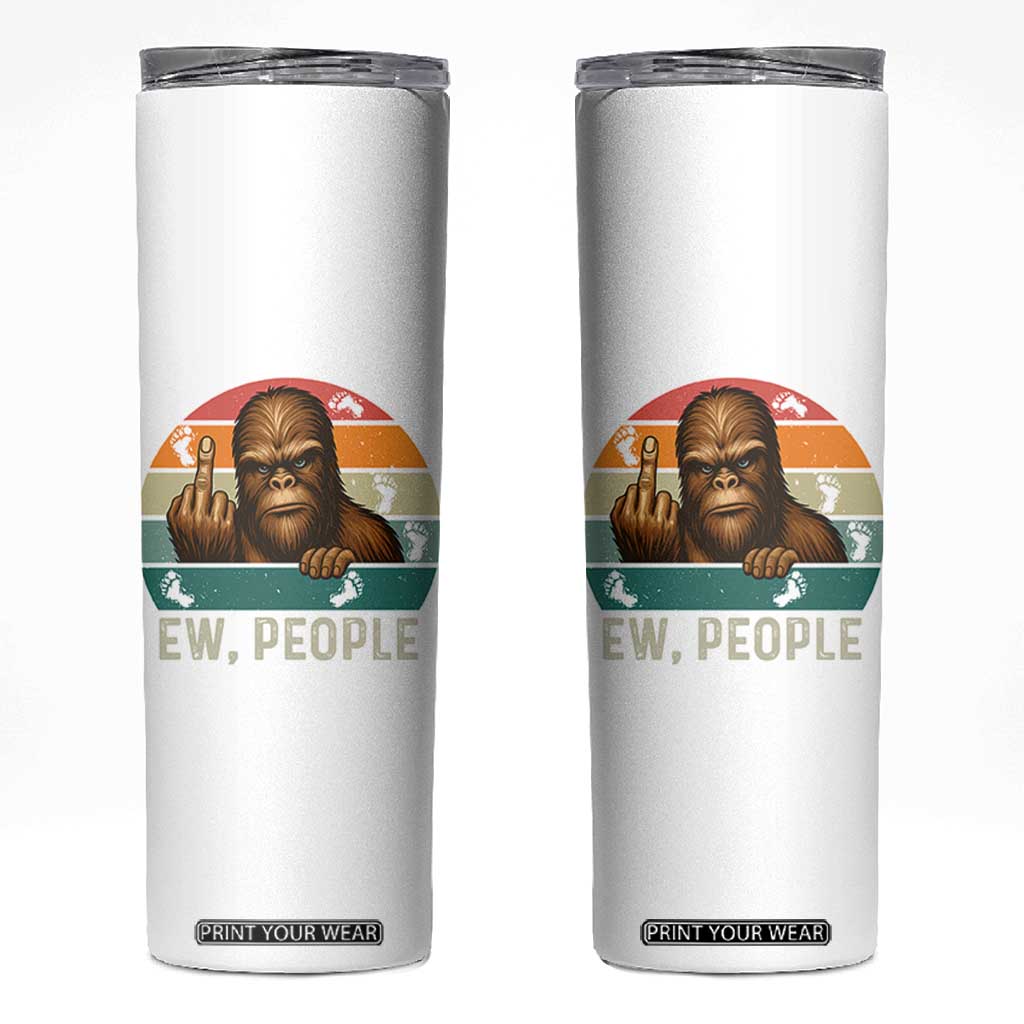 Bigfoot Lover Skinny Tumbler Funny Ew People Retro Sunset Design TS12 White Print Your Wear