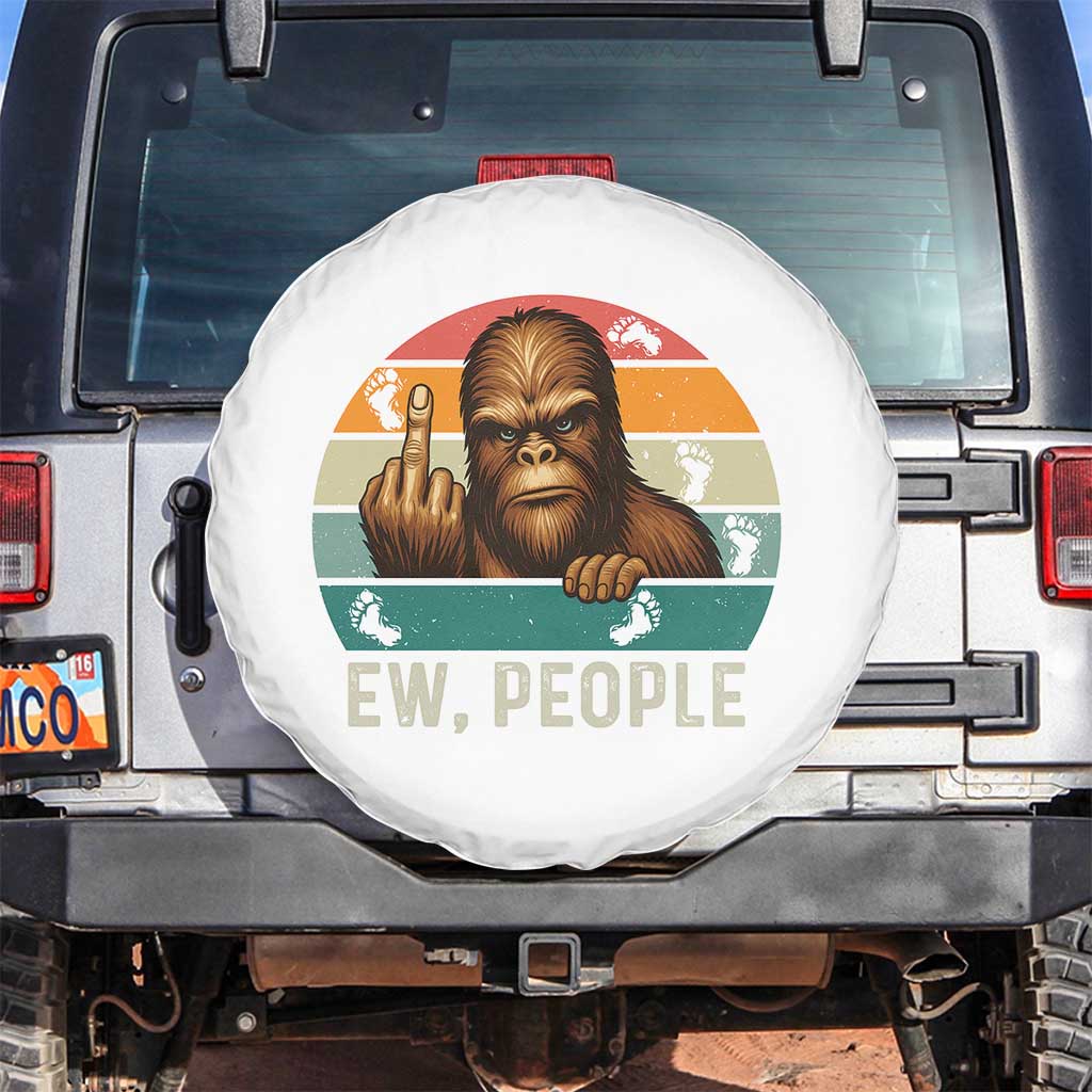 Bigfoot Lover Spare Tire Cover Funny Ew People Retro Sunset Design TS12 No hole Black Print Your Wear
