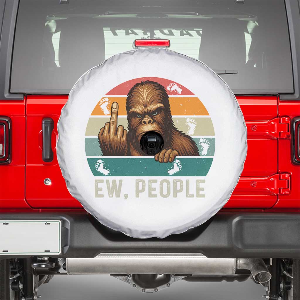 Bigfoot Lover Spare Tire Cover Funny Ew People Retro Sunset Design TS12 Black Print Your Wear