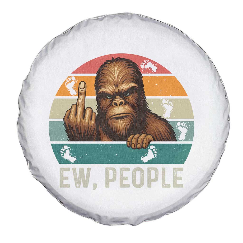 Bigfoot Lover Spare Tire Cover Funny Ew People Retro Sunset Design TS12 Print Your Wear
