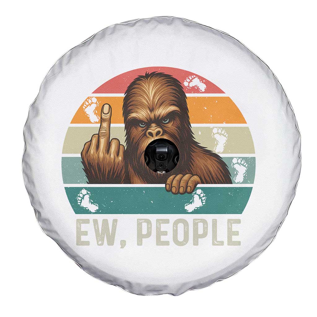 Bigfoot Lover Spare Tire Cover Funny Ew People Retro Sunset Design TS12 Print Your Wear