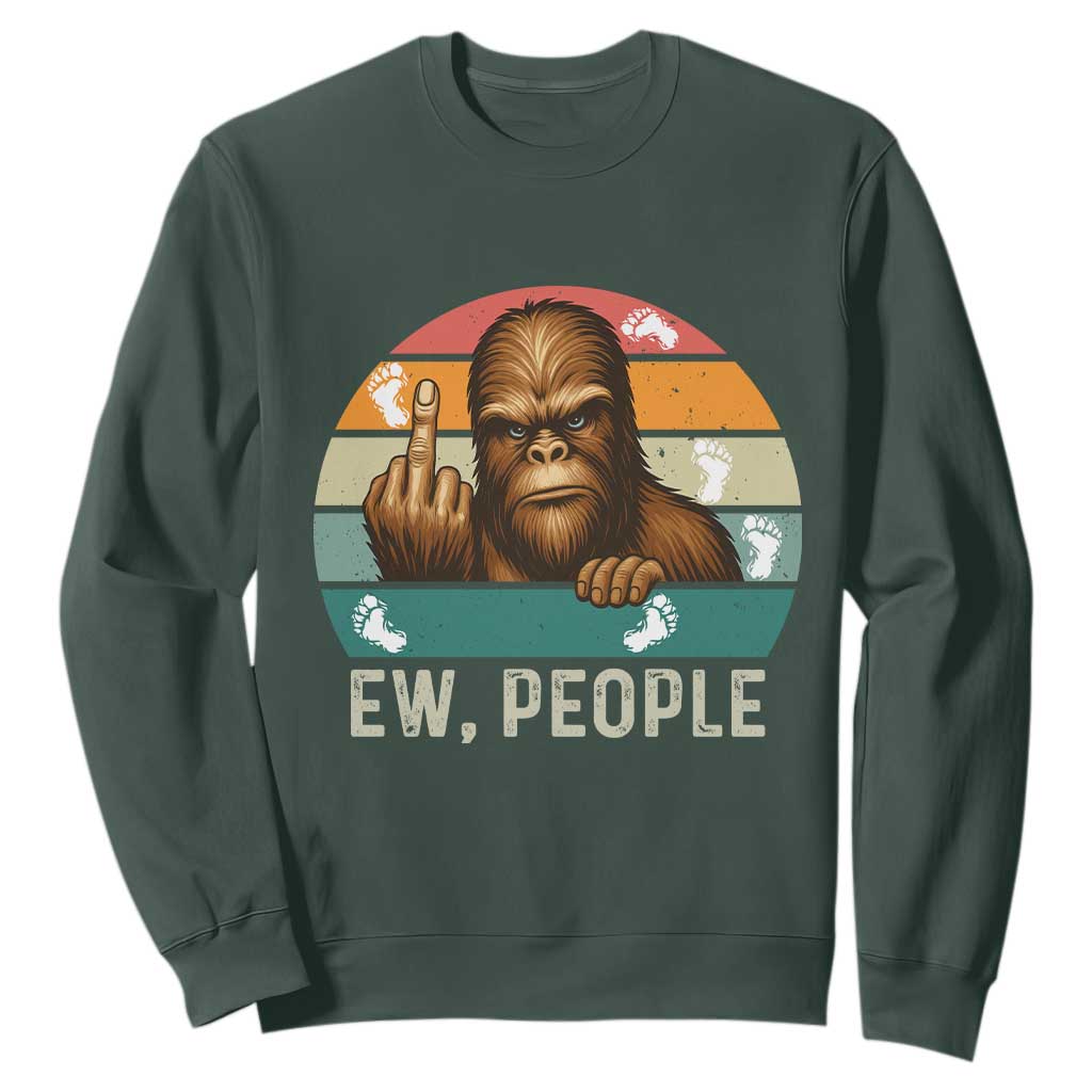 Bigfoot Lover Sweatshirt Funny Ew People Retro Sunset Design TS12 Dark Forest Green Print Your Wear