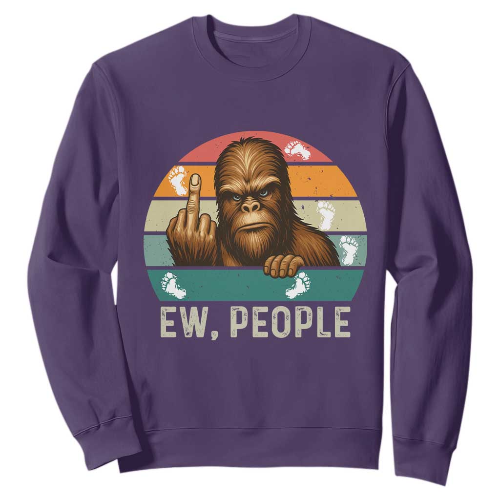 Bigfoot Lover Sweatshirt Funny Ew People Retro Sunset Design TS12 Purple Print Your Wear