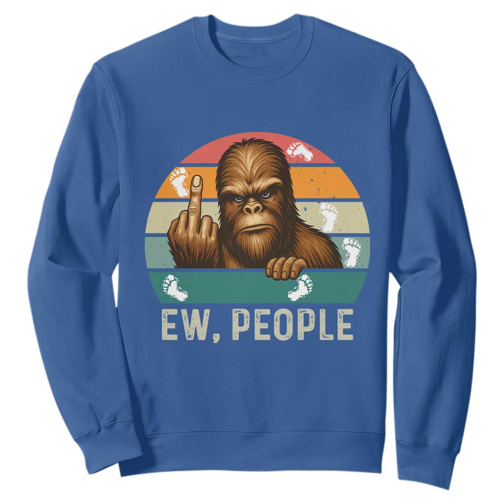 Bigfoot Lover Sweatshirt Funny Ew People Retro Sunset Design TS12 Royal Blue Print Your Wear