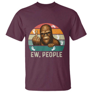 Bigfoot Lover T Shirt Funny Ew People Retro Sunset Design TS12 Maroon Print Your Wear