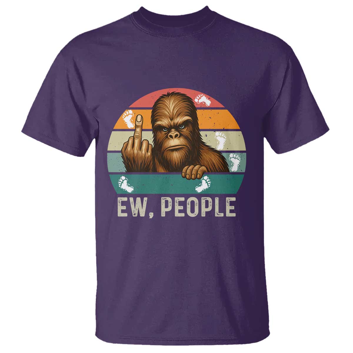 Bigfoot Lover T Shirt Funny Ew People Retro Sunset Design TS12 Purple Print Your Wear