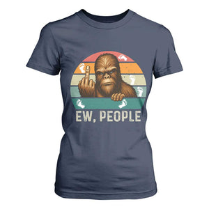 Bigfoot Lover T Shirt For Women Funny Ew People Retro Sunset Design TS12 Navy Print Your Wear