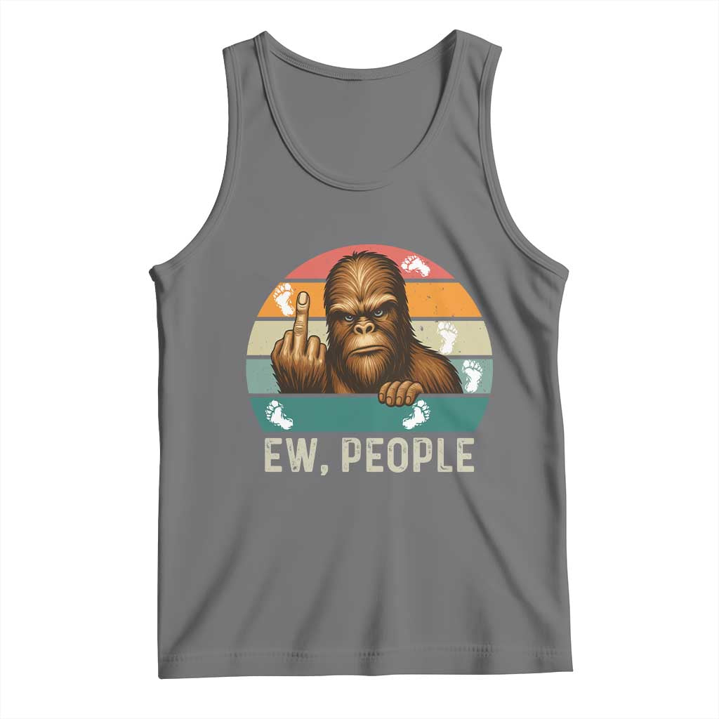 Bigfoot Lover Tank Top Funny Ew People Retro Sunset Design TS12 Black Heather Print Your Wear