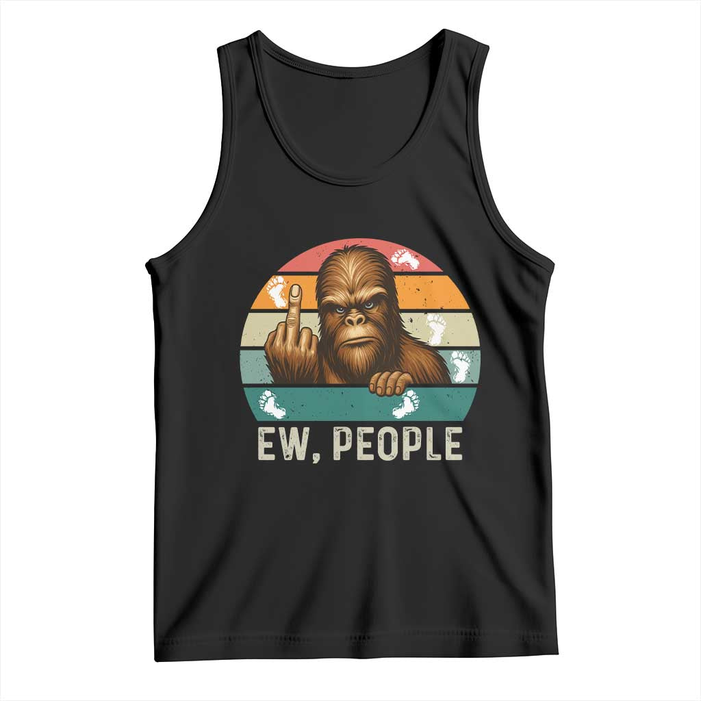 Bigfoot Lover Tank Top Funny Ew People Retro Sunset Design - Print Your Wear