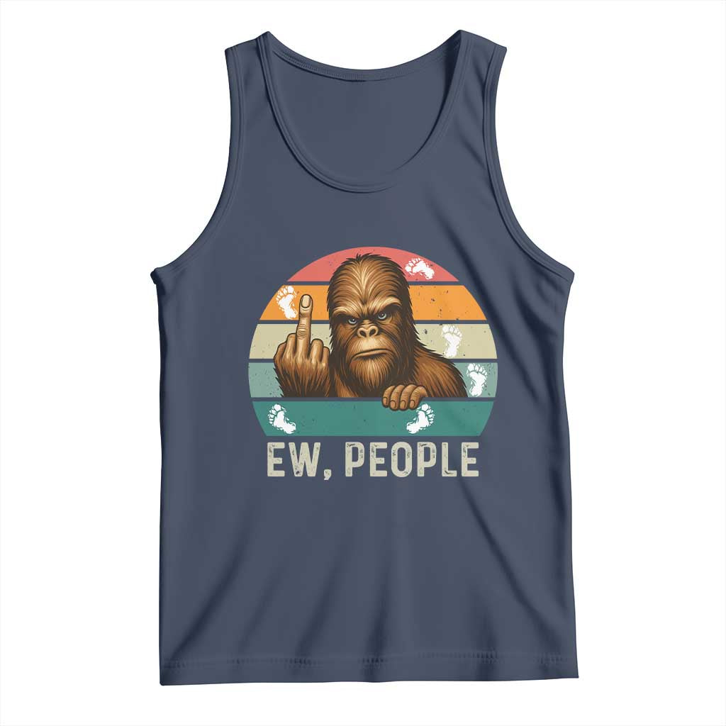 Bigfoot Lover Tank Top Funny Ew People Retro Sunset Design TS12 Navy Print Your Wear