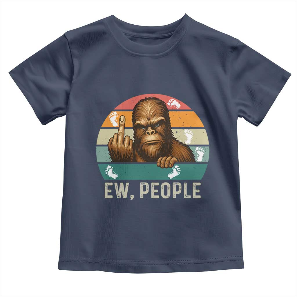 Bigfoot Lover Toddler T Shirt Funny Ew People Retro Sunset Design TS12 Navy Print Your Wear