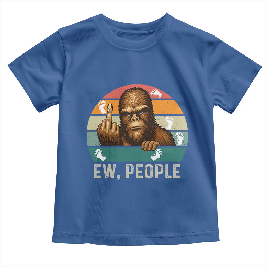 Bigfoot Lover Toddler T Shirt Funny Ew People Retro Sunset Design TS12 Royal Blue Print Your Wear
