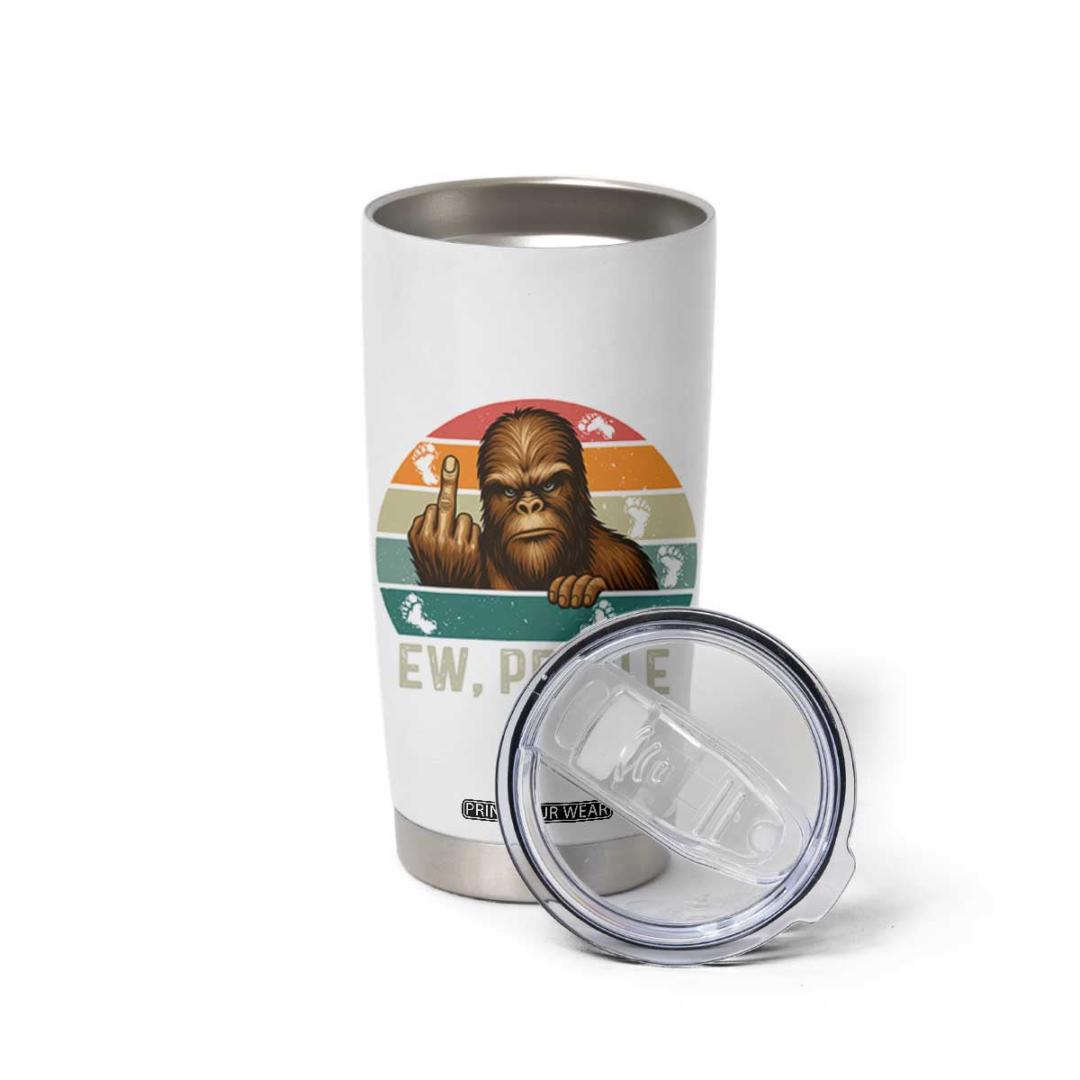 Bigfoot Lover Tumbler Cup Funny Ew People Retro Sunset Design TS12 Print Your Wear