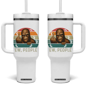 Bigfoot Lover Tumbler With Handle Funny Ew People Retro Sunset Design TS12 One Size: 40 oz White Print Your Wear