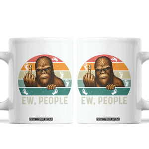 Bigfoot Lover Coffee Mug Funny Ew People Retro Sunset Design TS12 White Print Your Wear