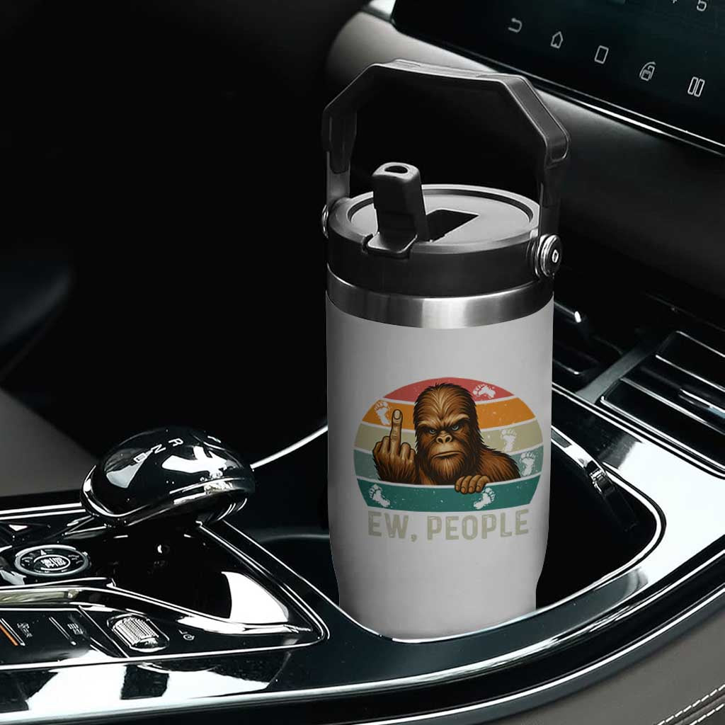 Bigfoot Lover Flip Straw Tumbler Funny Ew People Retro Sunset Design TS12 Print Your Wear