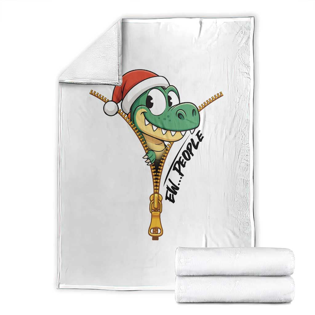 Funny Christmas Dinosaur Throw Blanket Ew People Xmas Gift TS12 White Print Your Wear
