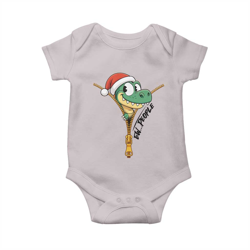 Funny Christmas Dinosaur Baby Onesie Ew People Xmas Gift TS12 Ice Gray Print Your Wear