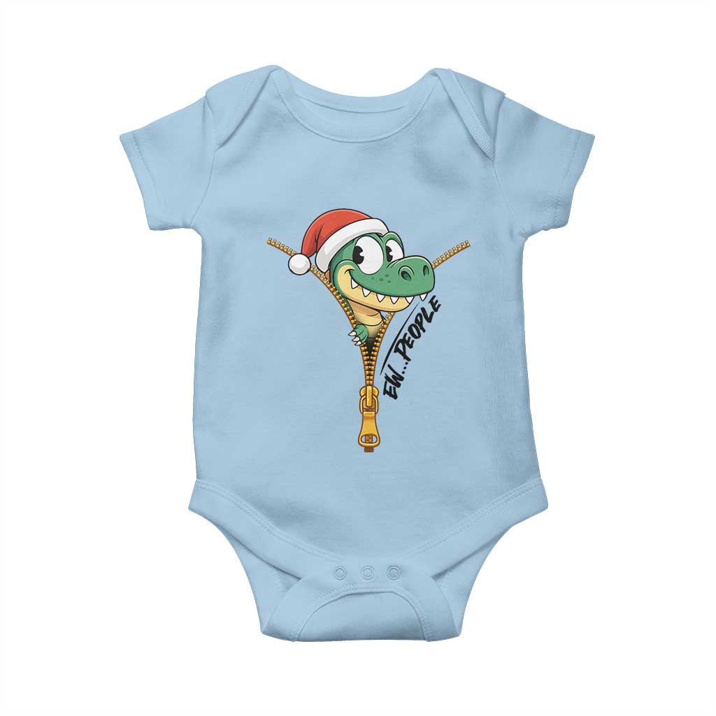 Funny Christmas Dinosaur Baby Onesie Ew People Xmas Gift TS12 Light Blue Print Your Wear