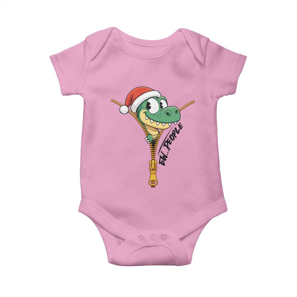 Funny Christmas Dinosaur Baby Onesie Ew People Xmas Gift TS12 Light Pink Print Your Wear