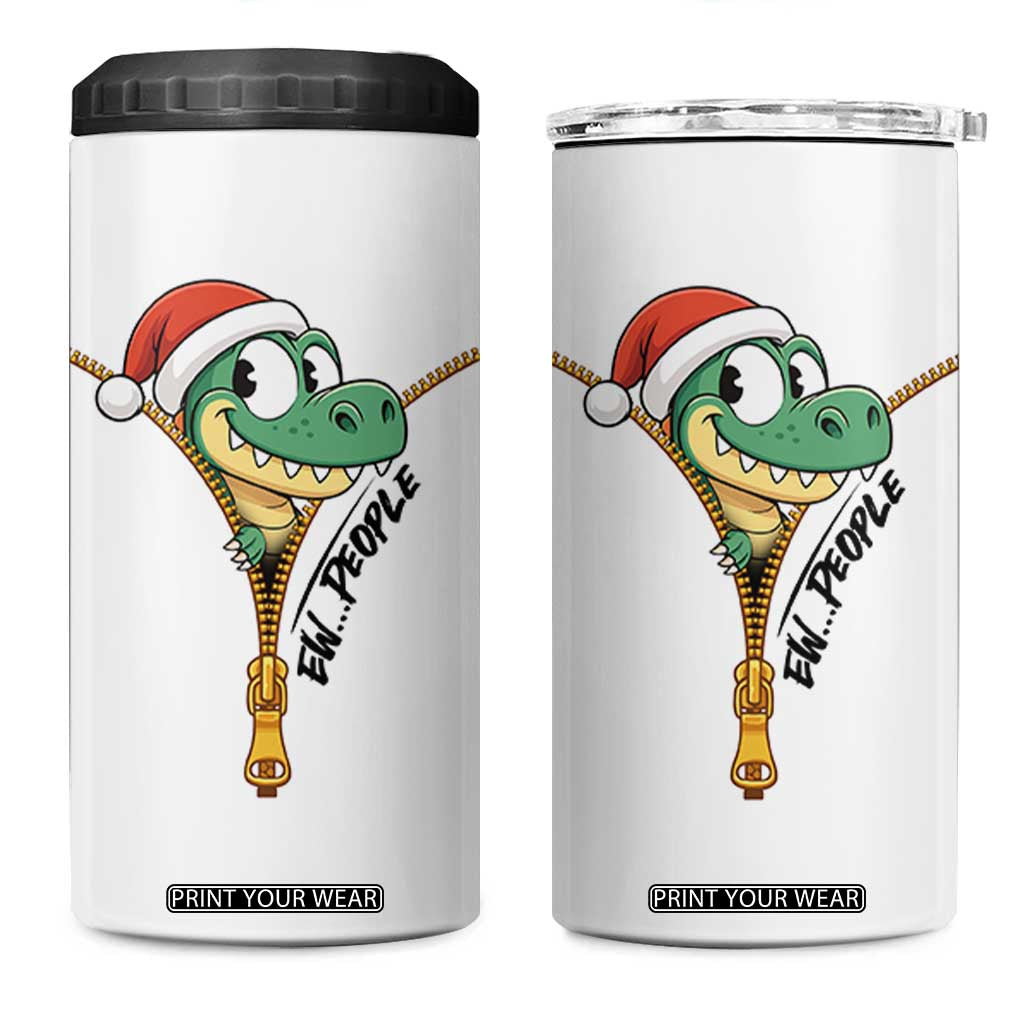 Funny Christmas Dinosaur 4 in 1 Can Cooler Tumbler Ew People Xmas Gift TS12 One Size: 16 oz White Print Your Wear