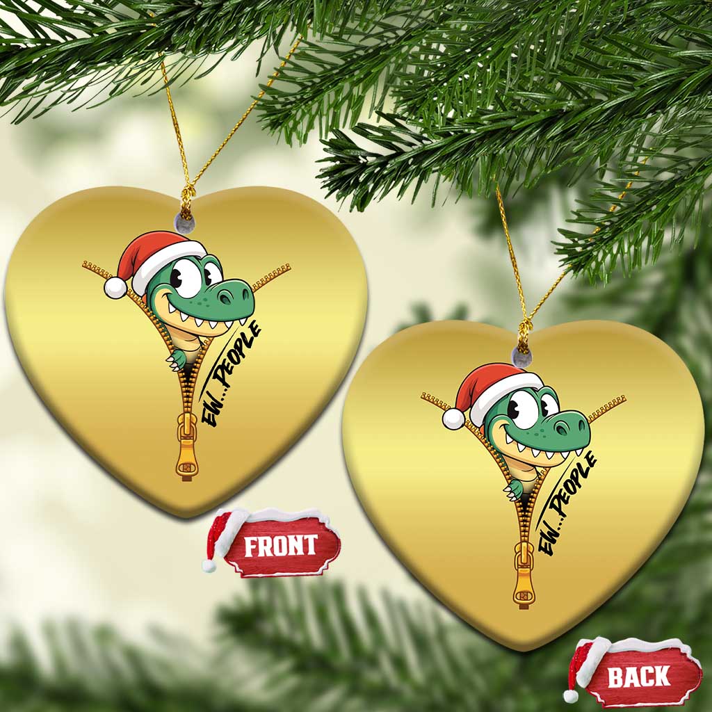Funny Xmas Dinosaur Christmas Ornament Ew People Xmas Gift TS12 Heart Gold Print Your Wear