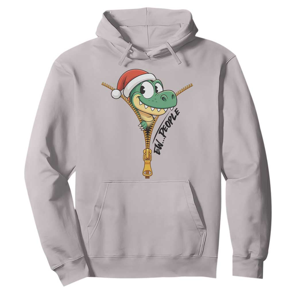 Funny Christmas Dinosaur Hoodie Ew People Xmas Gift TS12 Ice Gray Print Your Wear