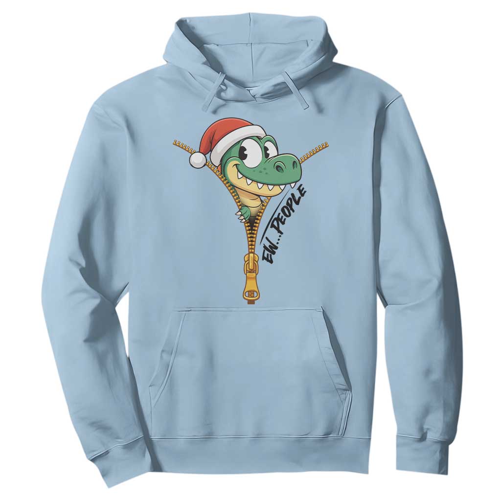 Funny Christmas Dinosaur Hoodie Ew People Xmas Gift TS12 Light Blue Print Your Wear