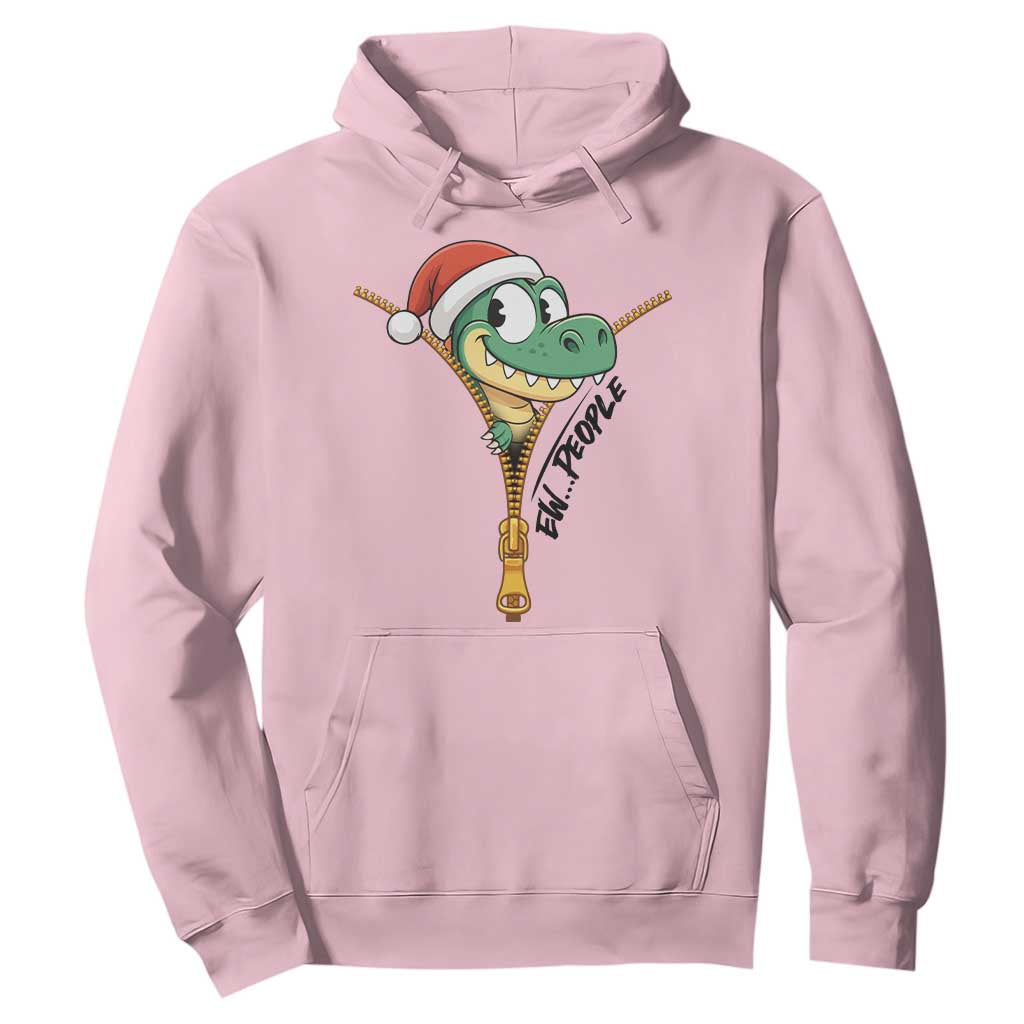 Funny Christmas Dinosaur Hoodie Ew People Xmas Gift TS12 Light Pink Print Your Wear