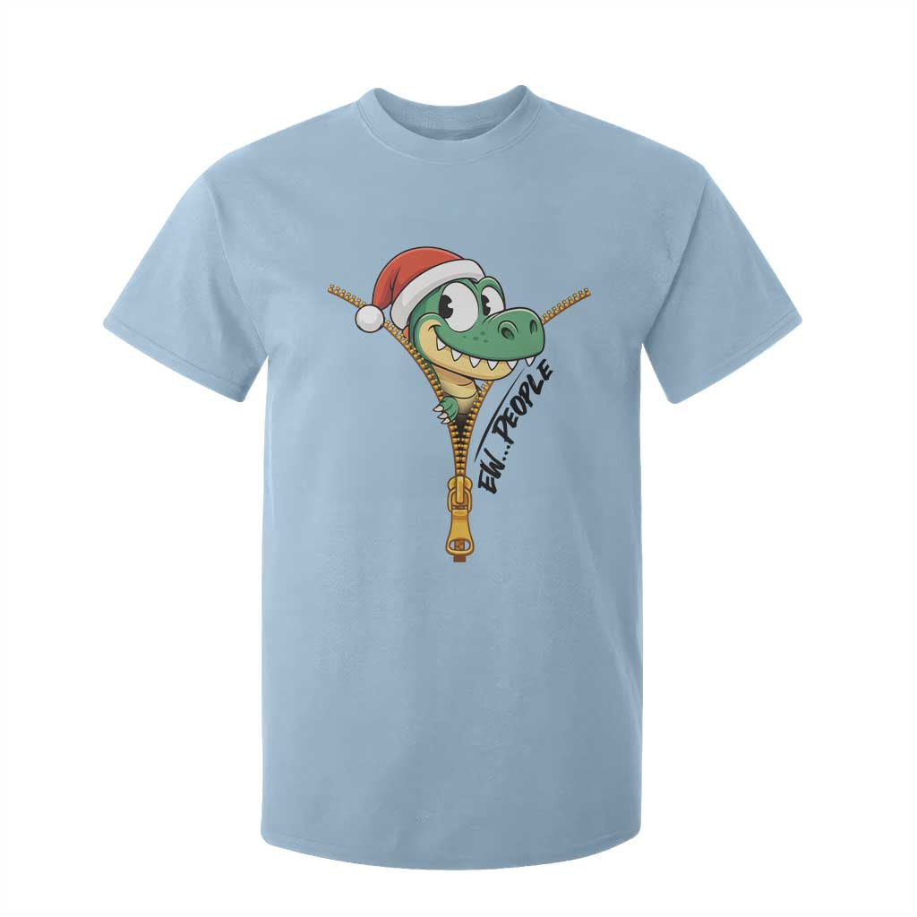 Funny Christmas Dinosaur T Shirt For Kid Ew People Xmas Gift TS12 Light Blue Print Your Wear