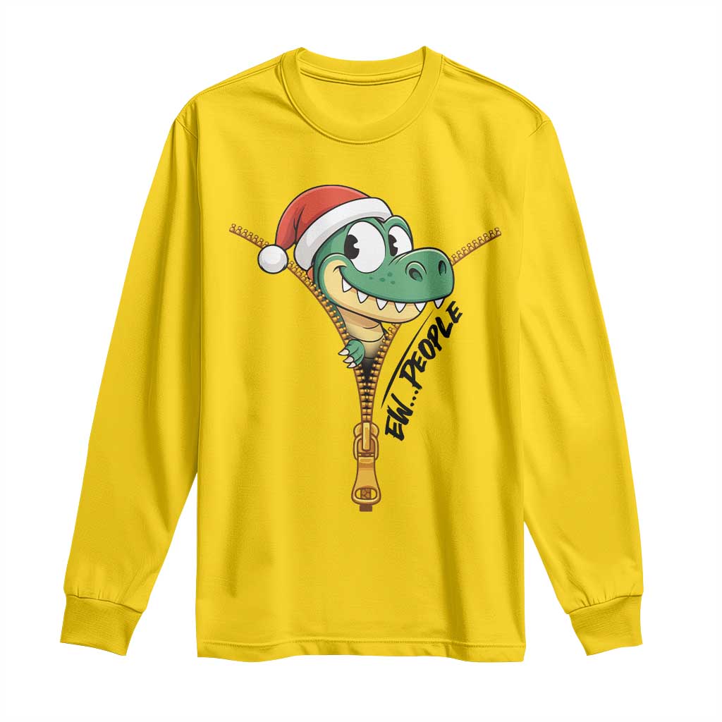 Funny Christmas Dinosaur Long Sleeve Shirt Ew People Xmas Gift TS12 Daisy Print Your Wear