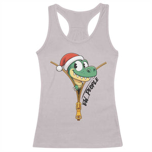 Funny Christmas Dinosaur Racerback Tank Top Ew People Xmas Gift TS12 Ice Gray Print Your Wear
