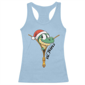 Funny Christmas Dinosaur Racerback Tank Top Ew People Xmas Gift TS12 Light Blue Print Your Wear