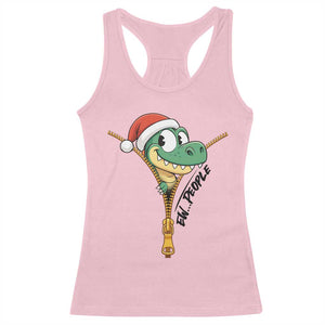 Funny Christmas Dinosaur Racerback Tank Top Ew People Xmas Gift TS12 Light Pink Print Your Wear
