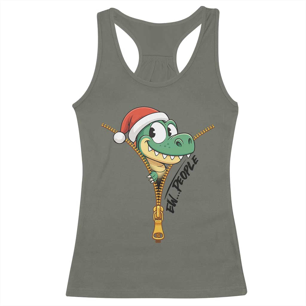 Funny Christmas Dinosaur Racerback Tank Top Ew People Xmas Gift TS12 Military Green Print Your Wear