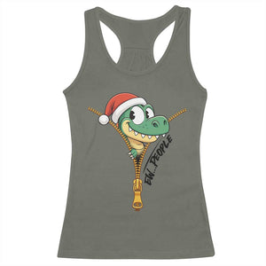 Funny Christmas Dinosaur Racerback Tank Top Ew People Xmas Gift TS12 Military Green Print Your Wear
