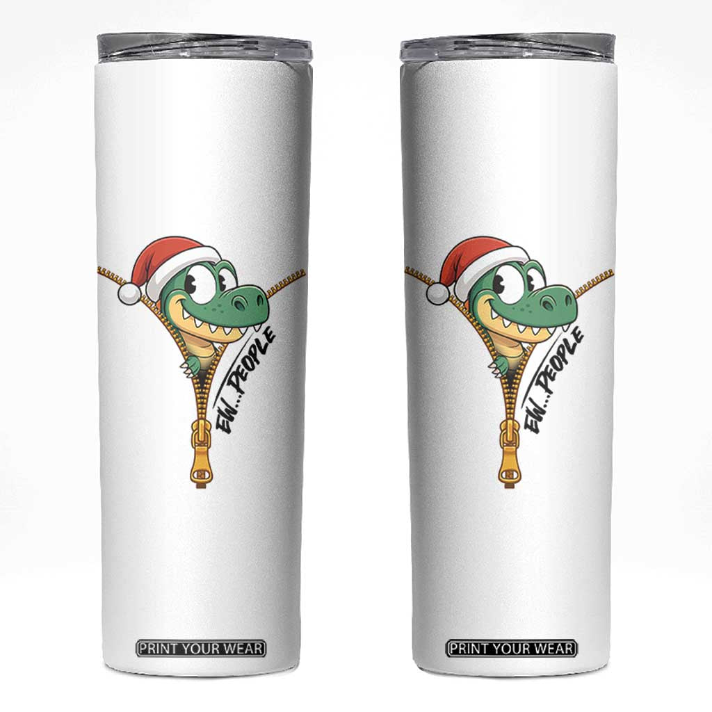 Funny Christmas Dinosaur Skinny Tumbler Ew People Xmas Gift TS12 White Print Your Wear