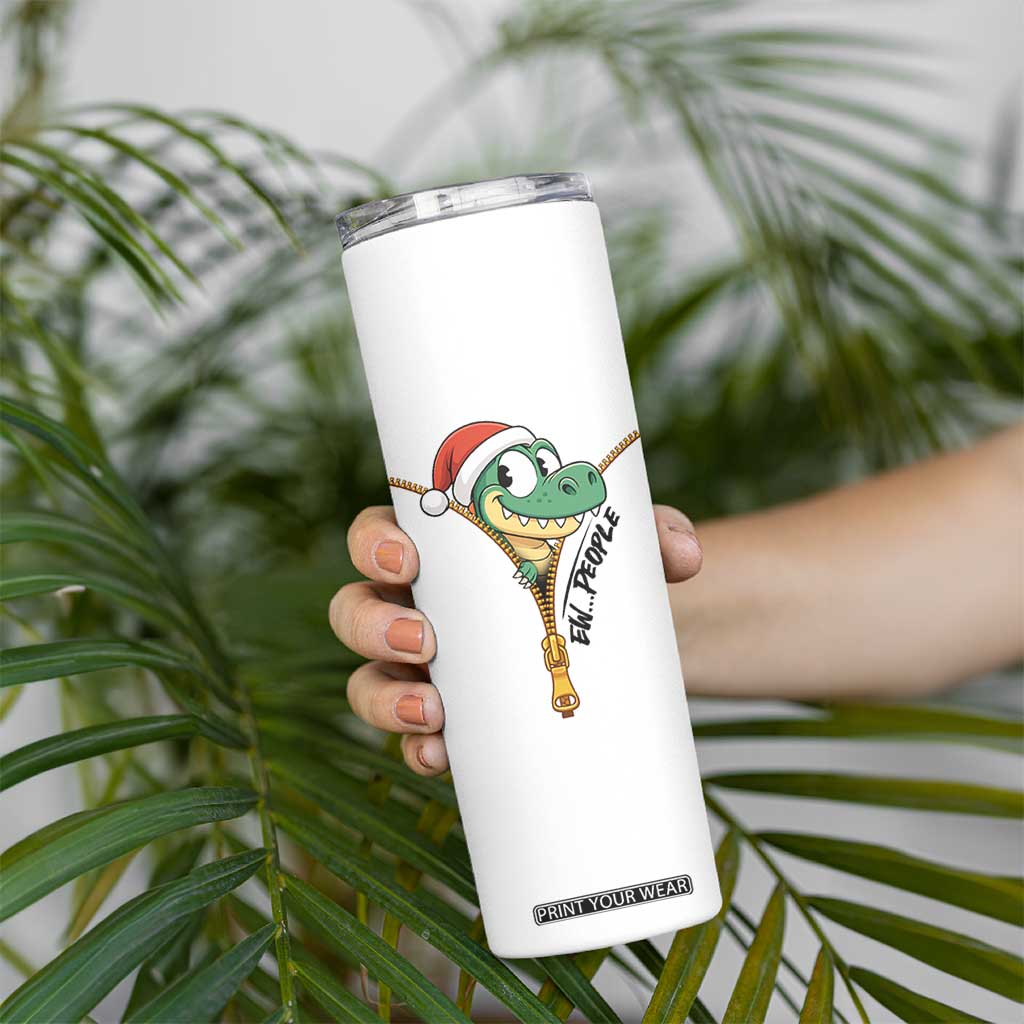 Funny Christmas Dinosaur Skinny Tumbler Ew People Xmas Gift TS12 Print Your Wear