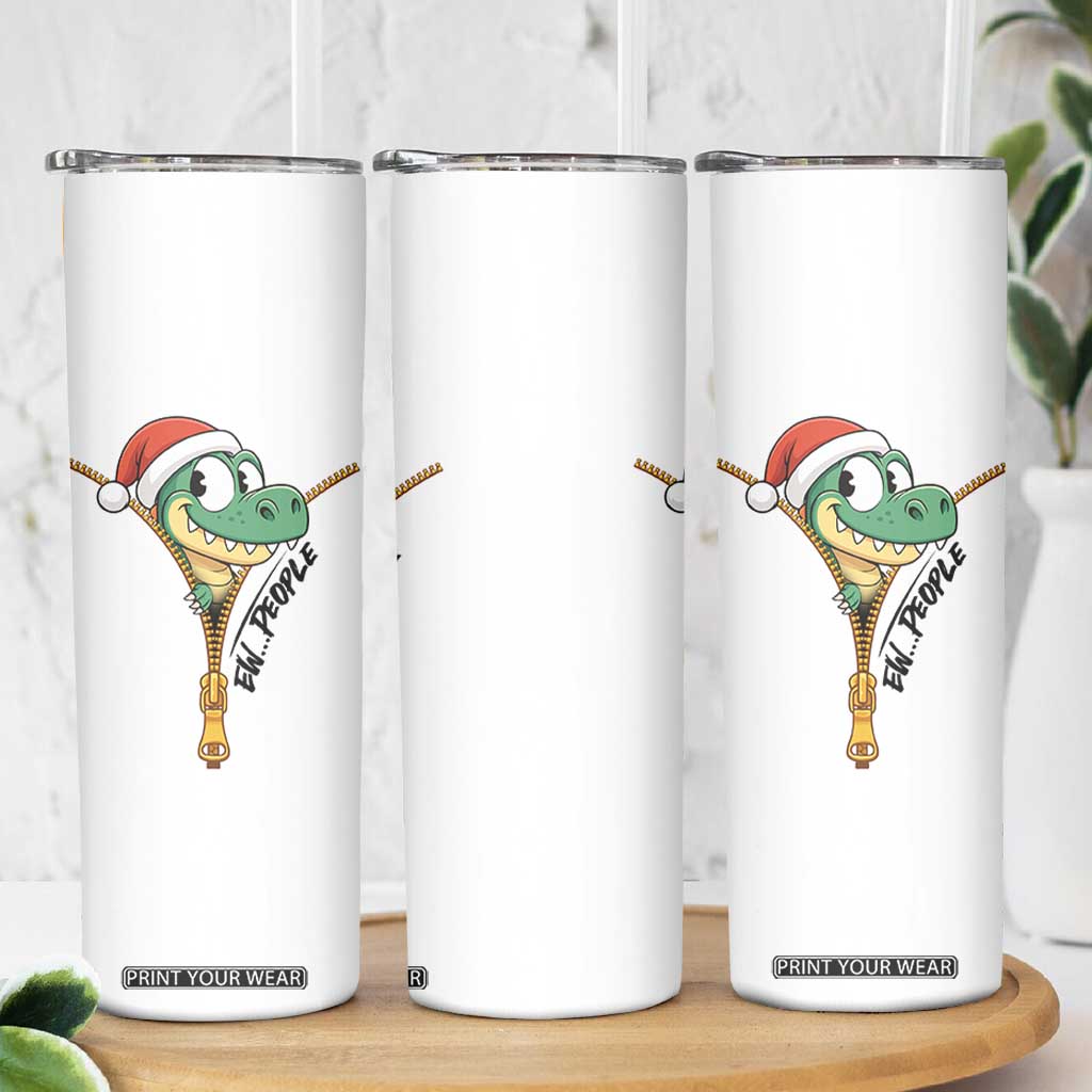 Funny Christmas Dinosaur Skinny Tumbler Ew People Xmas Gift TS12 Print Your Wear