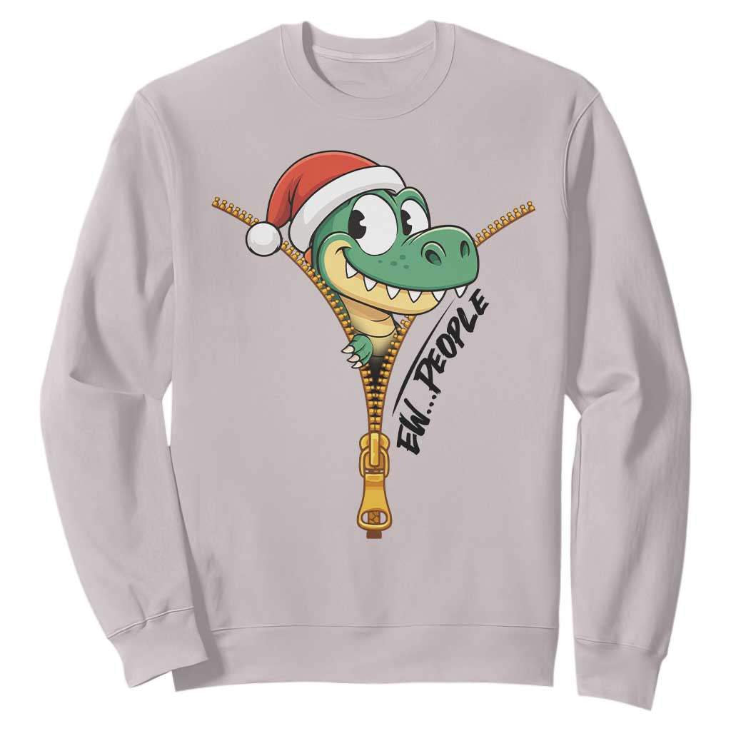 Funny Christmas Dinosaur Sweatshirt Ew People Xmas Gift TS12 Ice Gray Print Your Wear